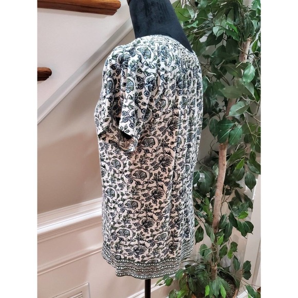 Lucky Brand White Floral Tassel Ties Round Neck Short Sleeve Top Blouse S/P - Picture 5 of 13